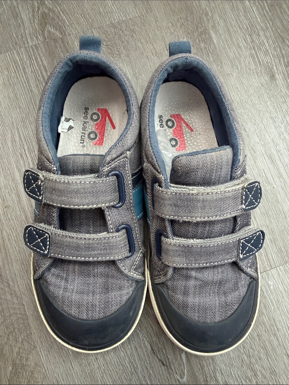 See Kai Run Gray and Navy Double-Strap Kids Sneakers